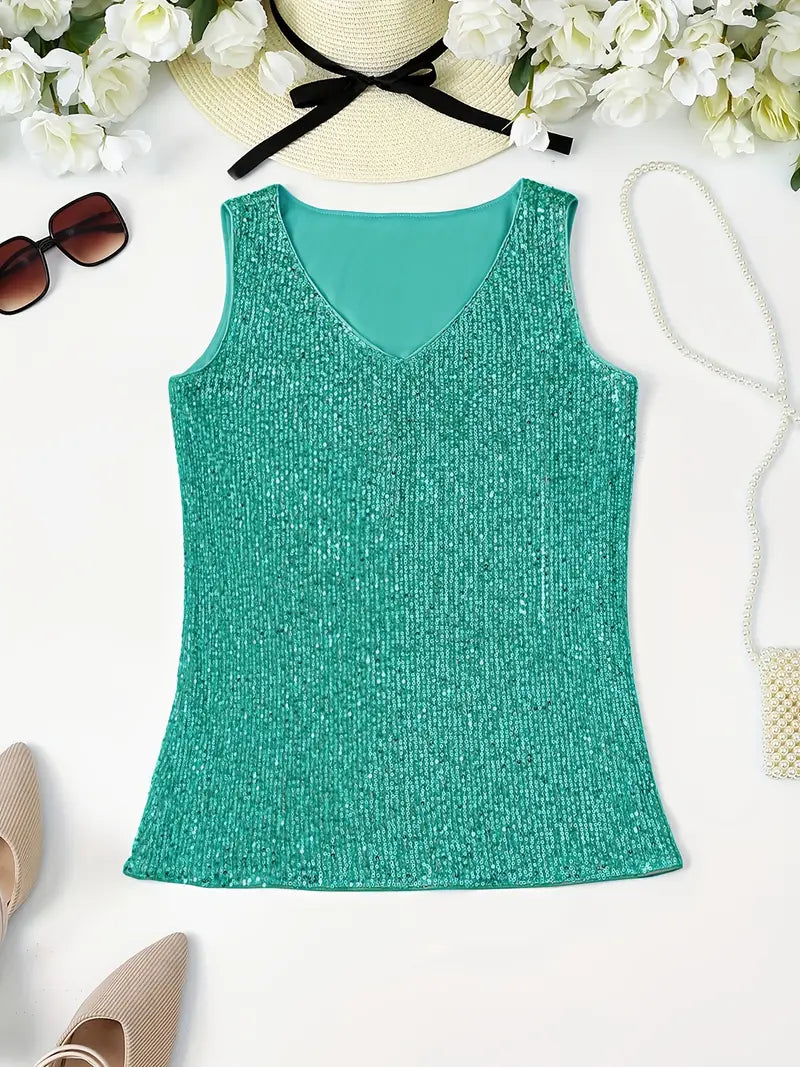 NOUVEAU RICHE Sommertop Mit Pailletten Und V Ausschnitt Für Party Look