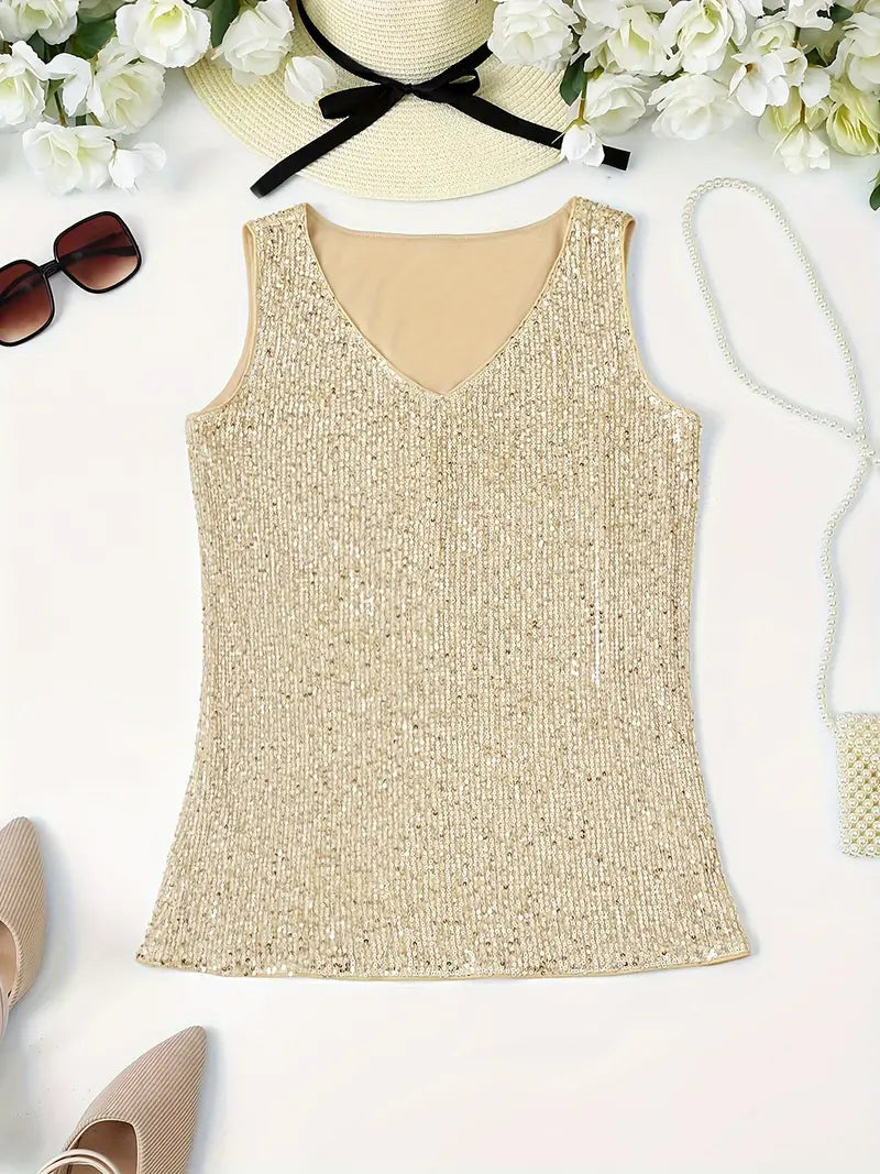 NOUVEAU RICHE Sommertop Mit Pailletten Und V Ausschnitt Für Party Look