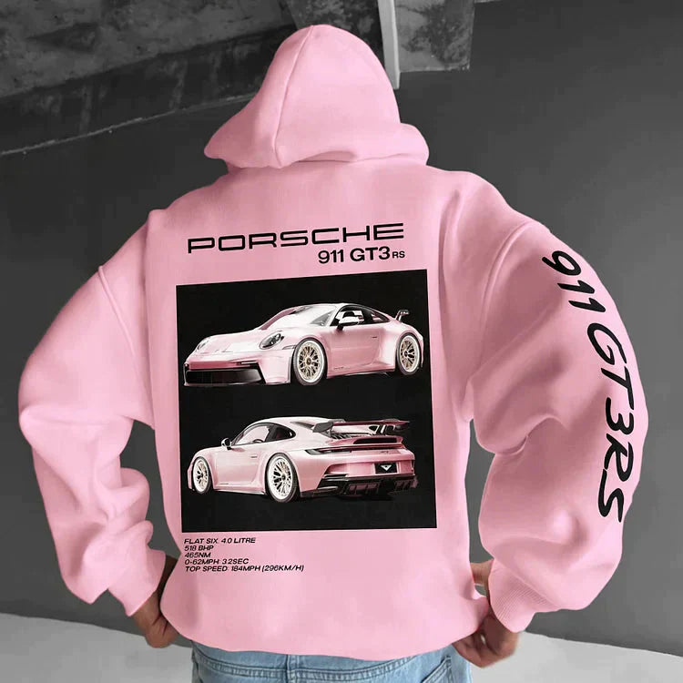 NOUVEAU RICHE Übergroßer Renn Hoodie Zahnrad Reißverschluss Profilmuster pink