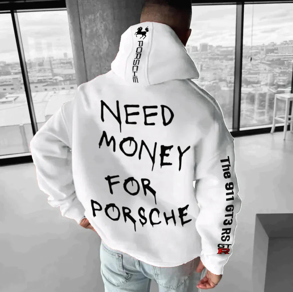 NOUVEAU RICHE Übergroßer Renn Hoodie Zahnrad Reißverschluss Profilmuster weiß b 3XL