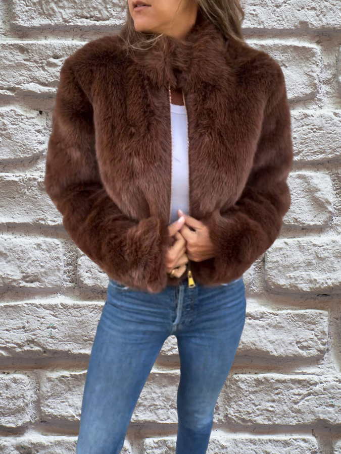 NOUVEAU RICHE Damen Herbstmantel Warm Und Gemütlich Luxuriöses Erscheinungsbild Leicht Zu Tragen Braun