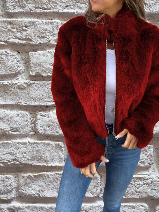 NOUVEAU RICHE Damen Herbstmantel Warm Und Gemütlich Luxuriöses Erscheinungsbild Leicht Zu Tragen Rot