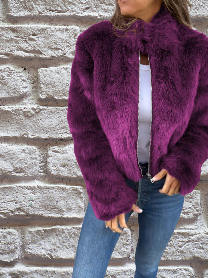 NOUVEAU RICHE Damen Herbstmantel Warm Und Gemütlich Luxuriöses Erscheinungsbild Leicht Zu Tragen Lila