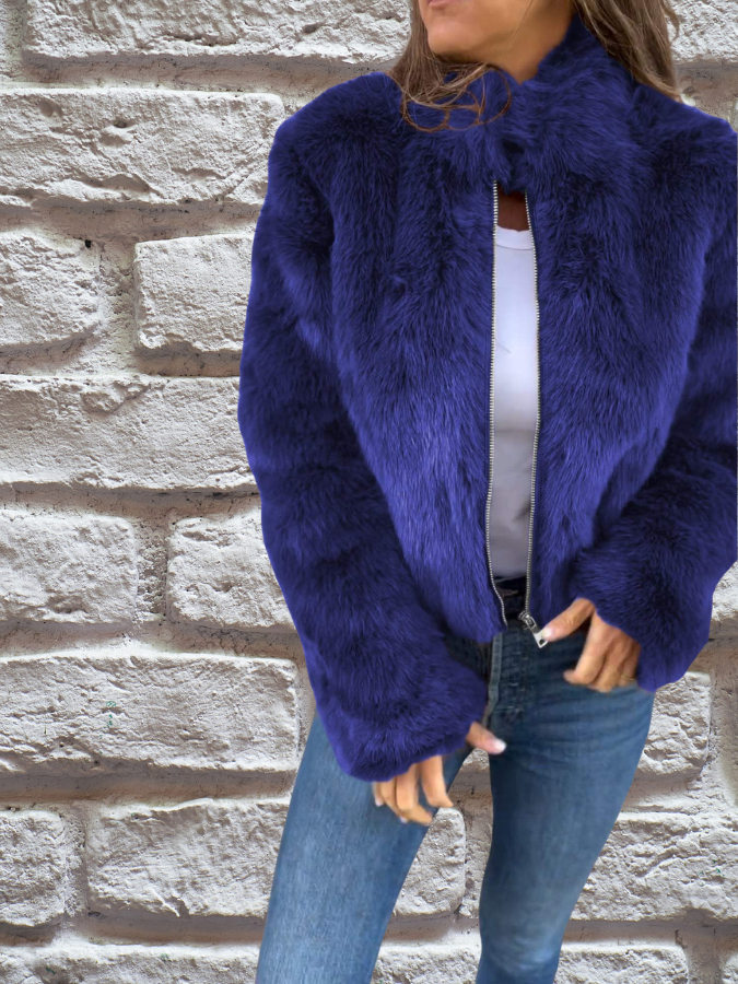 NOUVEAU RICHE Damen Herbstmantel Warm Und Gemütlich Luxuriöses Erscheinungsbild Leicht Zu Tragen Blau