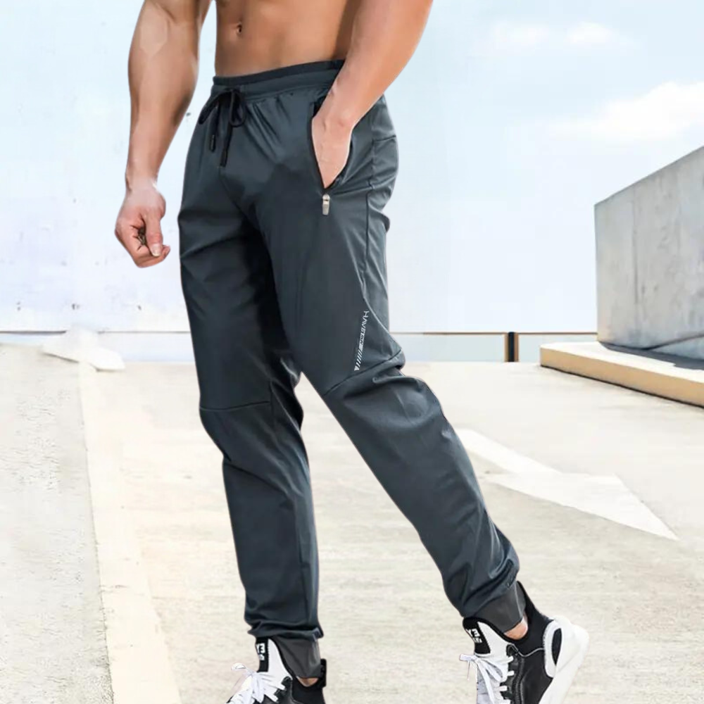 NOUVEAU RICHE Sportliche Jogginghose Für Herren Slim Fit Atmungsaktives Gewebe Elastischer Bund Mit Reißverschlusstaschen Ideal Für Training Und Freizeit Dunkelgrau