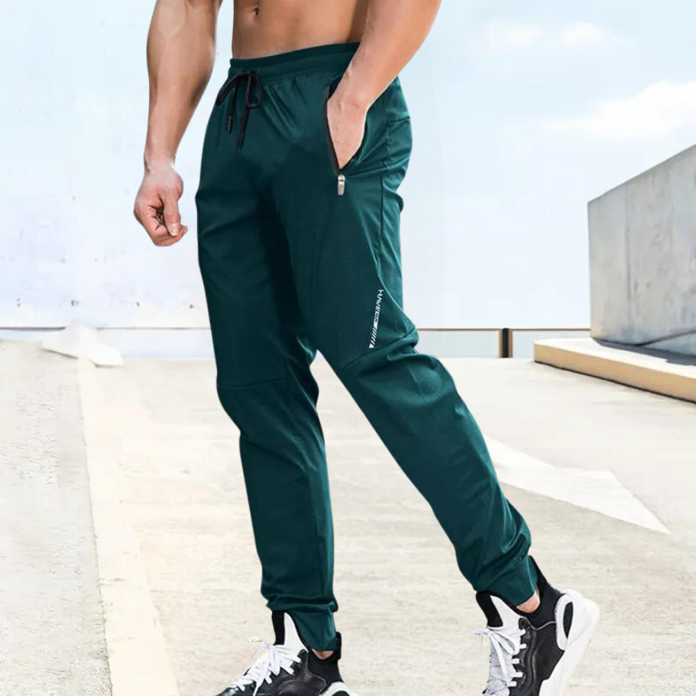 NOUVEAU RICHE Sportliche Jogginghose Für Herren Slim Fit Atmungsaktives Gewebe Elastischer Bund Mit Reißverschlusstaschen Ideal Für Training Und Freizeit Dunkelgrün