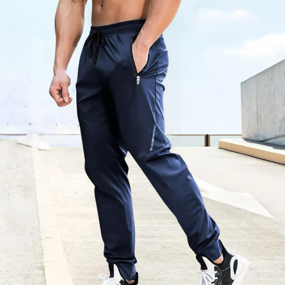 NOUVEAU RICHE Sportliche Jogginghose Für Herren Slim Fit Atmungsaktives Gewebe Elastischer Bund Mit Reißverschlusstaschen Ideal Für Training Und Freizeit Marineblau