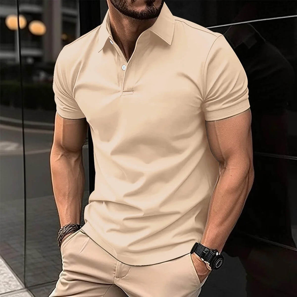 NOUVEAU RICHE Sportliches Atmungsaktives Dünnes Herren Poloshirt Khaki