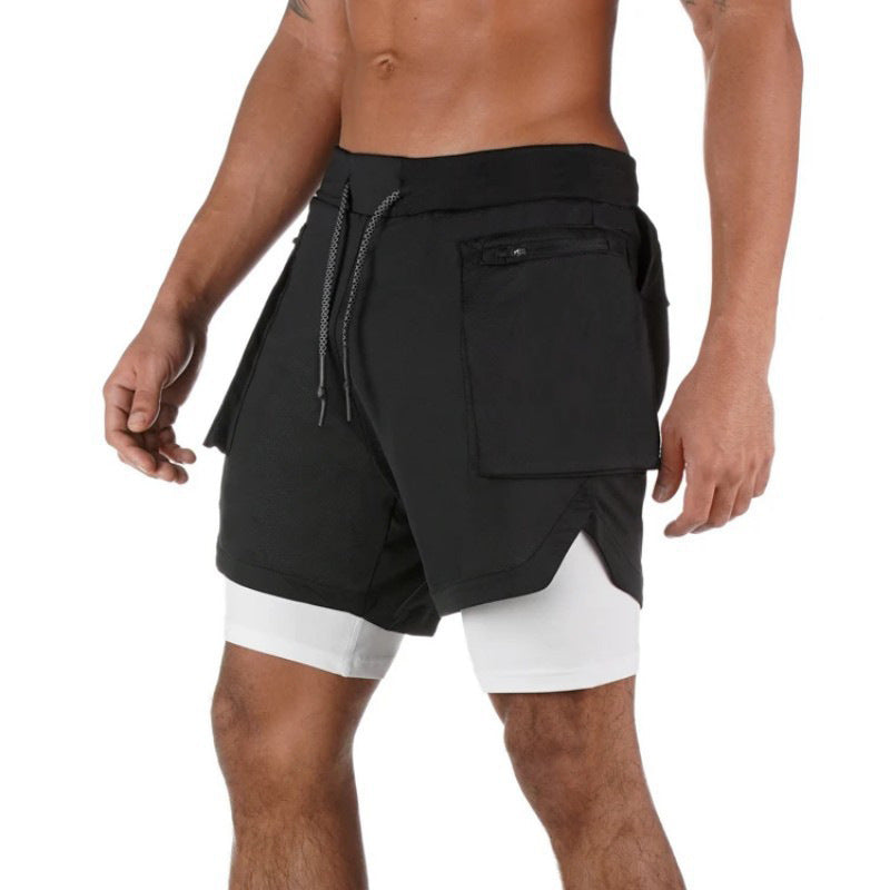 NOUVEAU RICHE Sportshorts Für Herren Mit Doppellagigem Design Kompressionsfutter Und Atmungsaktiver Stretch-Passform Ideal Für Sport Und Fitness Schwarz