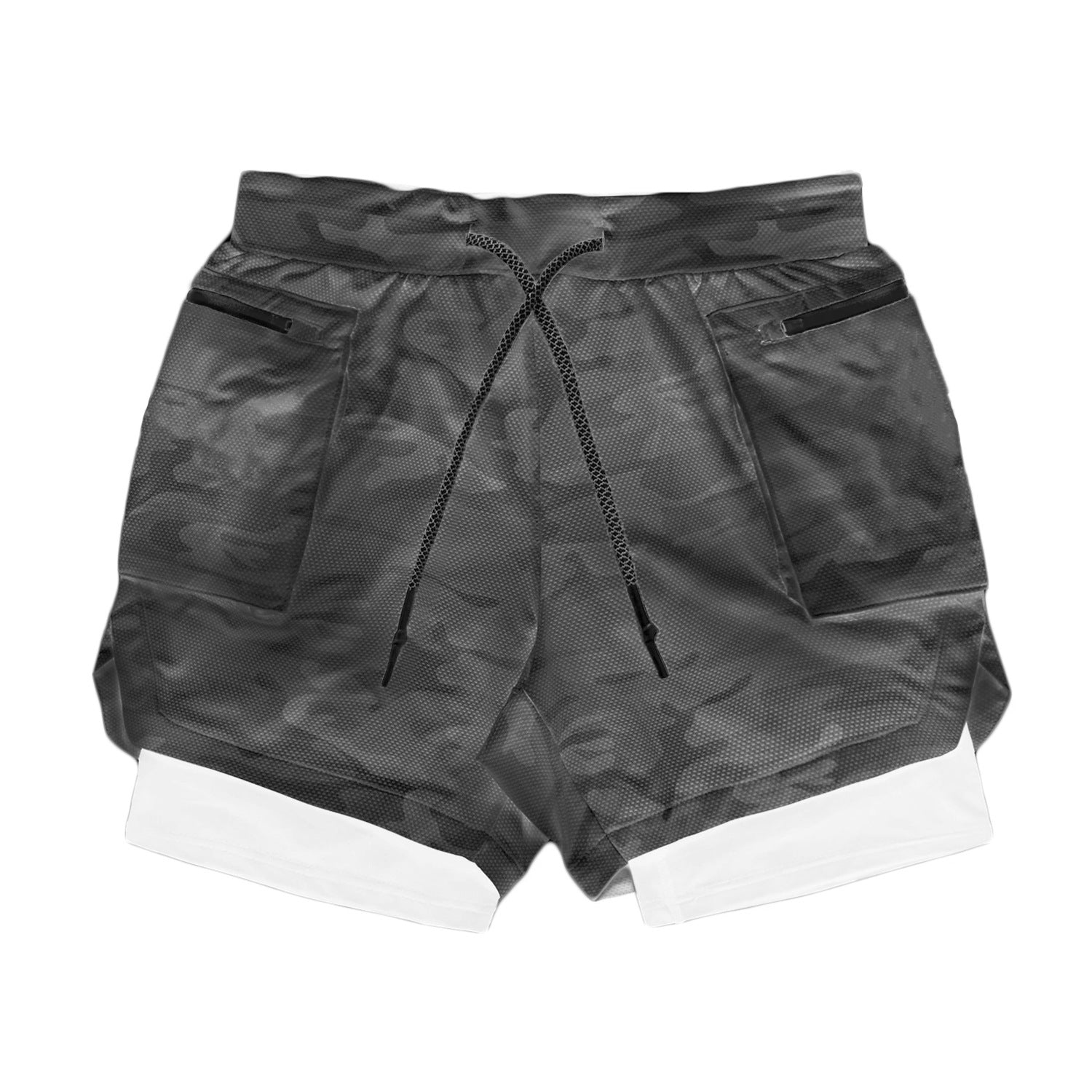 NOUVEAU RICHE Sportshorts Für Herren Mit Doppellagigem Design Kompressionsfutter Und Atmungsaktiver Stretch-Passform Ideal Für Sport Und Fitness Dunkelgrau