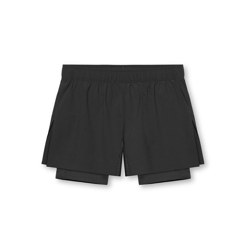 NOUVEAU RICHE Sportshorts Für Herren Doppellagig Mit Kompressionspassform Atmungsaktives Stretchgewebe Ideal Für Fitness Und Sportaktivitäten Schwarz