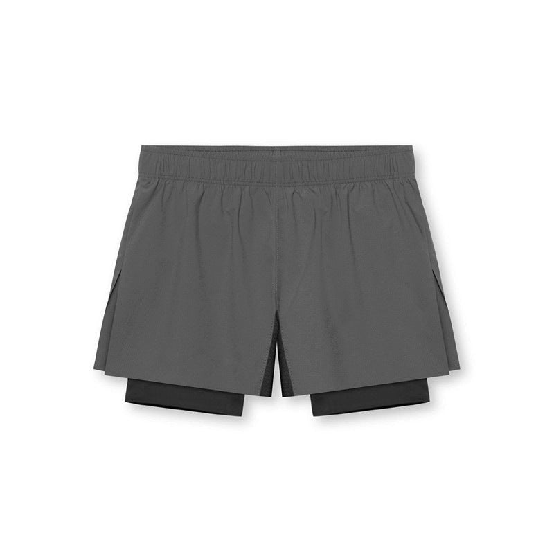 NOUVEAU RICHE Sportshorts Für Herren Doppellagig Mit Kompressionspassform Atmungsaktives Stretchgewebe Ideal Für Fitness Und Sportaktivitäten Dunkelgrau
