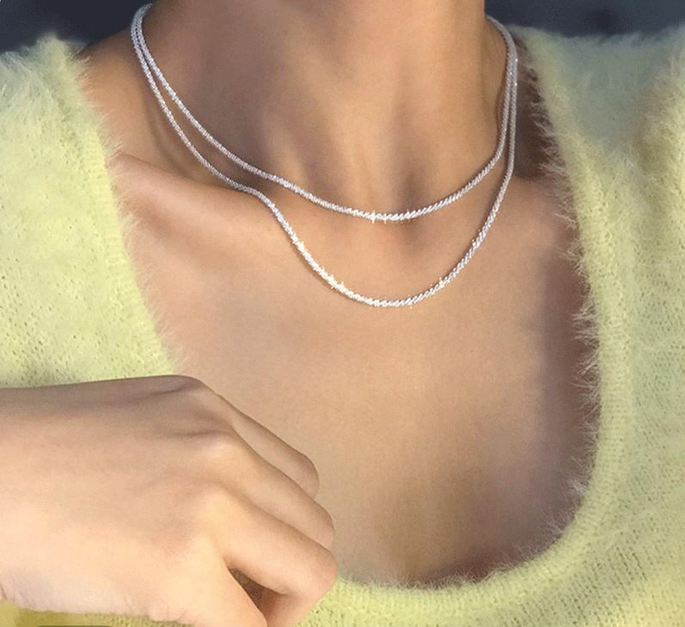 NOUVEAU RICHE Sternenlicht-Halsketten-Silberset Minimalistische Accessoires Alltagslook Glanz