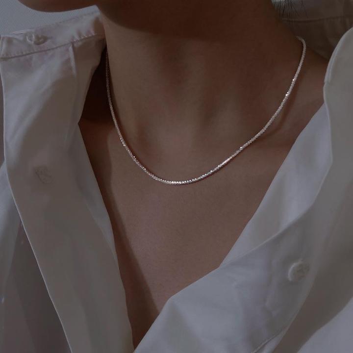 NOUVEAU RICHE Sternenlicht-Halsketten-Silberset Minimalistische Accessoires Alltagslook Glanz