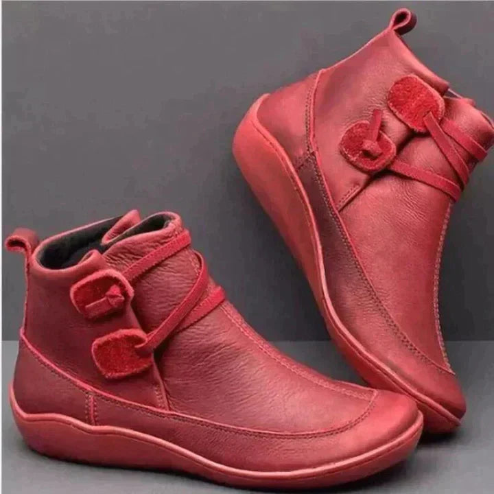 NOUVEAU RICHE Stiefel Aus Leder Wasserdicht Bequem Und Stilvoll Damen Rot