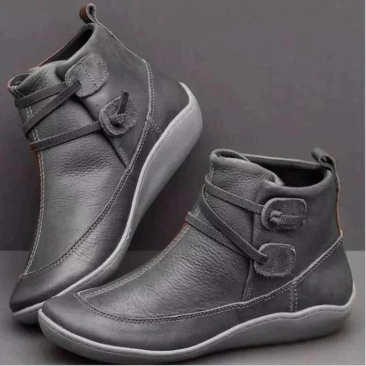 NOUVEAU RICHE Stiefel Aus Leder Wasserdicht Bequem Und Stilvoll Damen Grau
