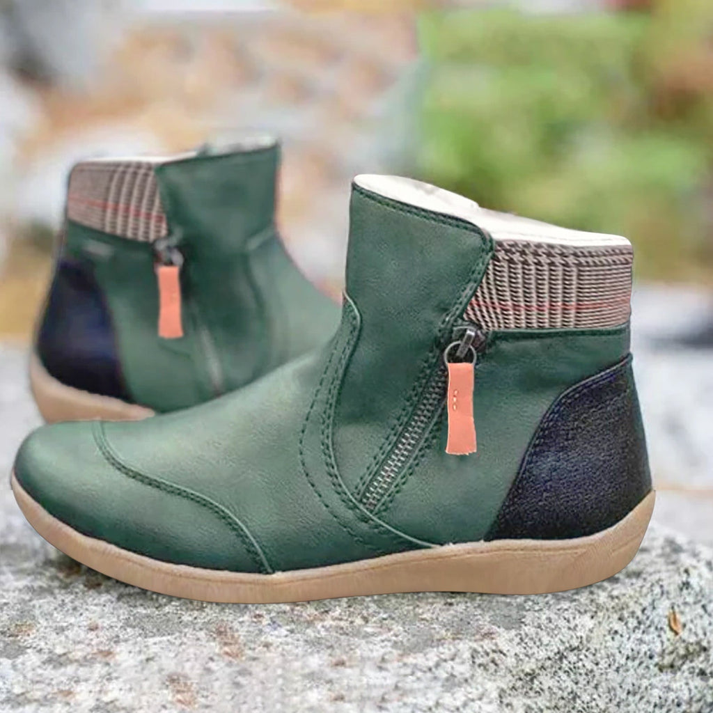 NOUVEAU RICHE Damen Stiefeletten wasserabweisend – Ankle Boots mit seitlichem Reissverschluss & rutschhemmendem Profil, 5 Farben, Gr. 34–44 – Luna Grün