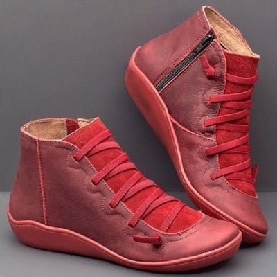 NOUVEAU RICHE Stiefeletten Grün Wasserabweisend Warm Gefüttert Komfort Rot