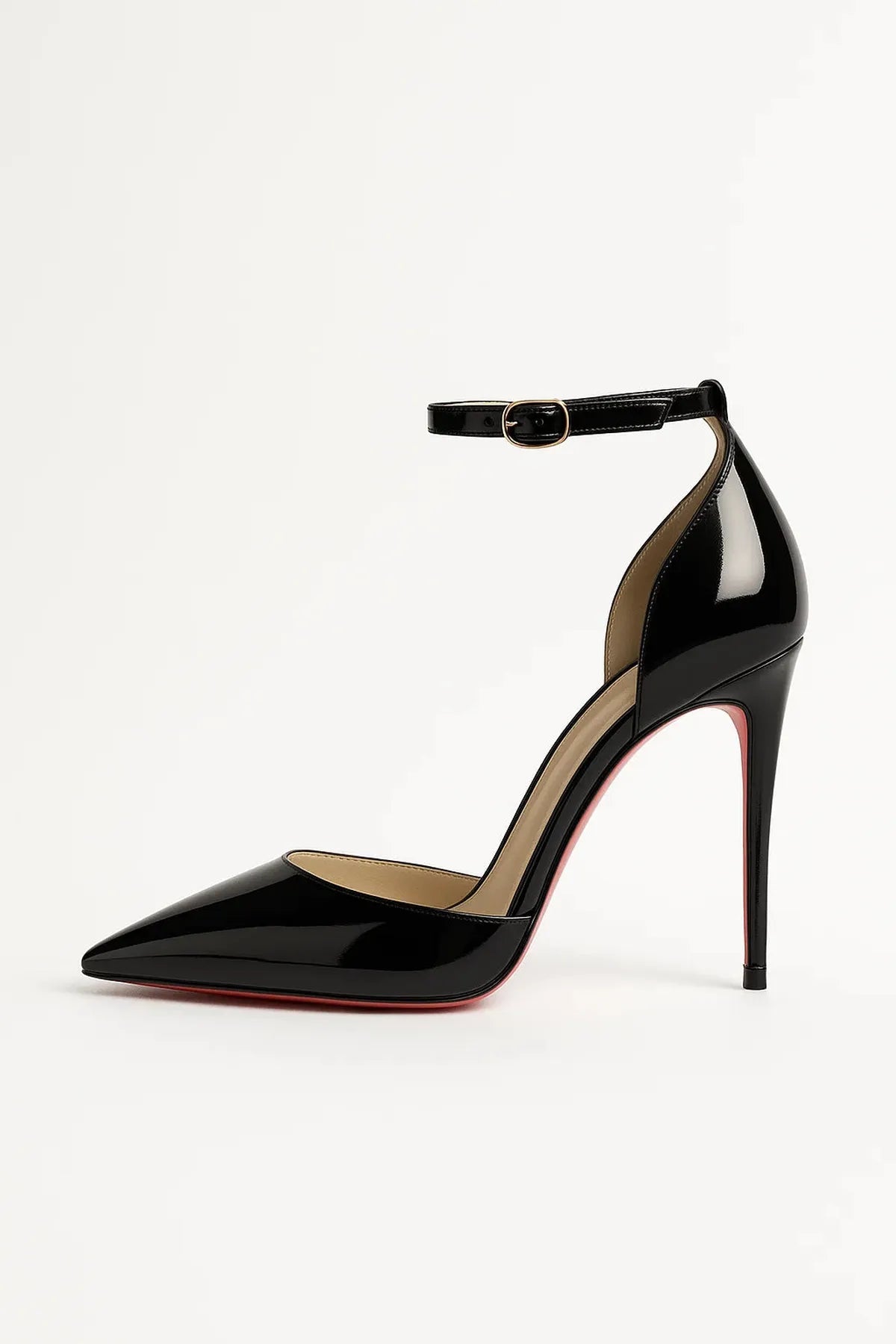 NOUVEAU RICHE Elegante Damen Stiletto Pumps Aus Leder Mit Roter Sohle Schwarz