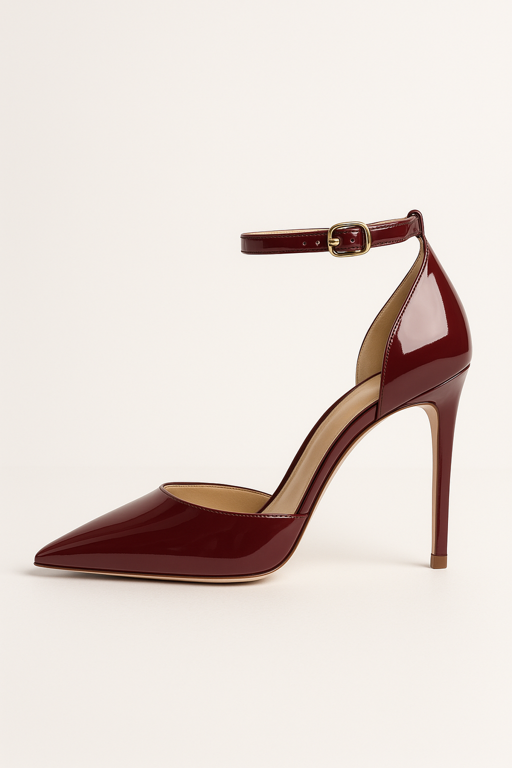 NOUVEAU RICHE Elegante Damen Stiletto Pumps Aus Leder Mit Roter Sohle Burgund