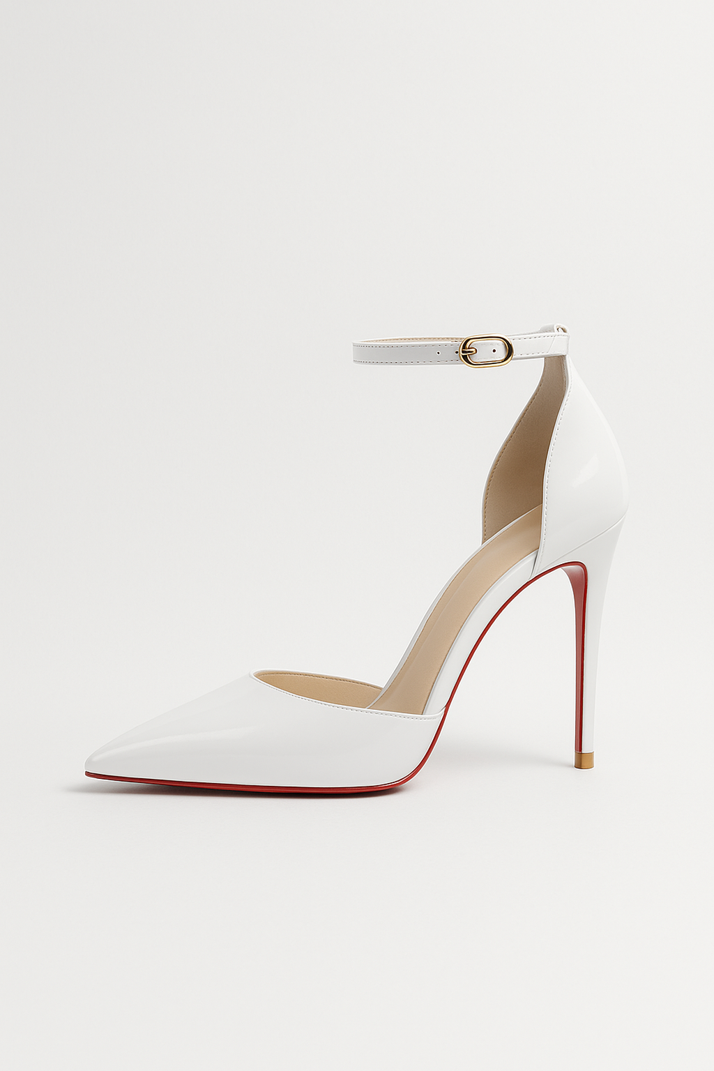 NOUVEAU RICHE Elegante Damen Stiletto Pumps Aus Leder Mit Roter Sohle Weiß