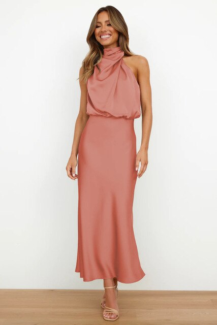 NOUVEAU RICHE Stilvolles Seidensatin Cocktailkleid Schulterfrei Elegant Rot