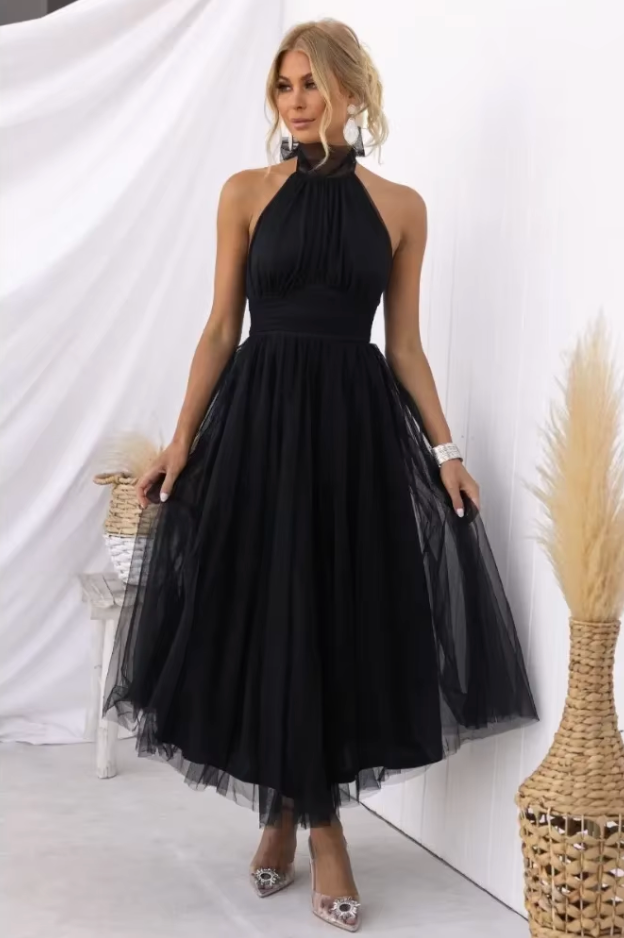 NOUVEAU RICHE Strahlendes Tüllkleid Für Anlässe Mit Weichem Überzug Schwarz