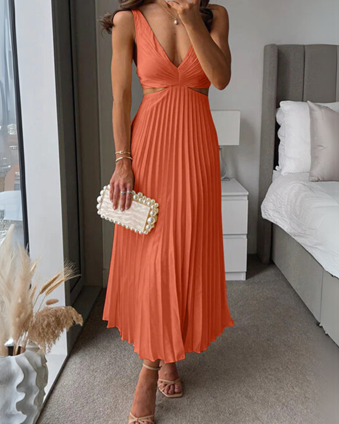 NOUVEAU RICHE Strahlendes Twist Maxikleid Mit Fließender Silhouette Orange
