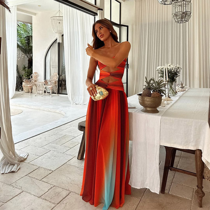 NOUVEAU RICHE Strapless Maxi Kleid Luftige A Linie Silhouette Sommerurlaub