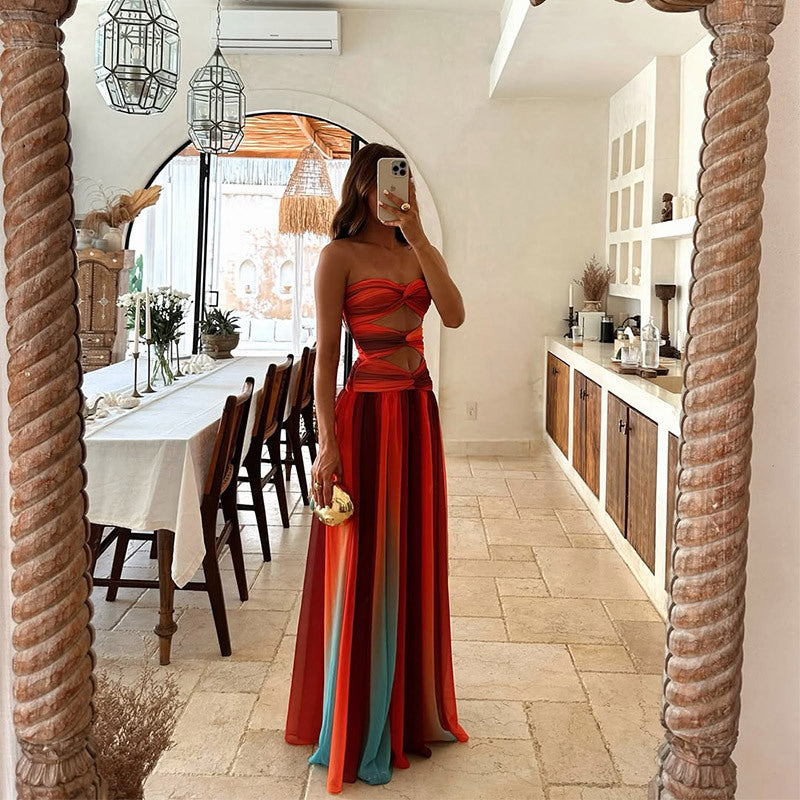 NOUVEAU RICHE Strapless Maxi Kleid Luftige A Linie Silhouette Sommerurlaub