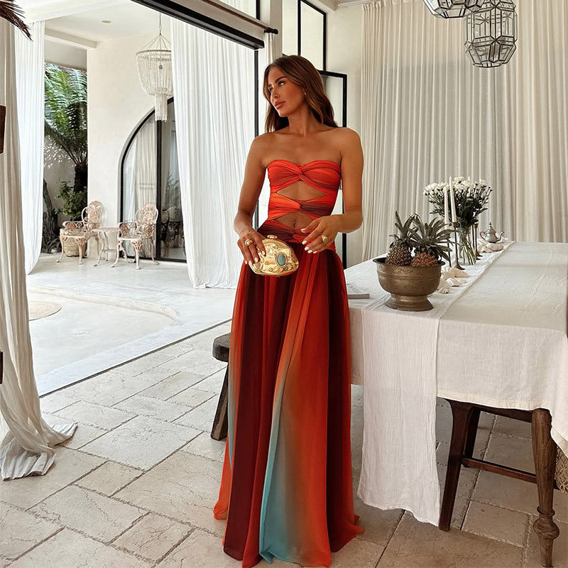 NOUVEAU RICHE Strapless Maxi Kleid Luftige A Linie Silhouette Sommerurlaub