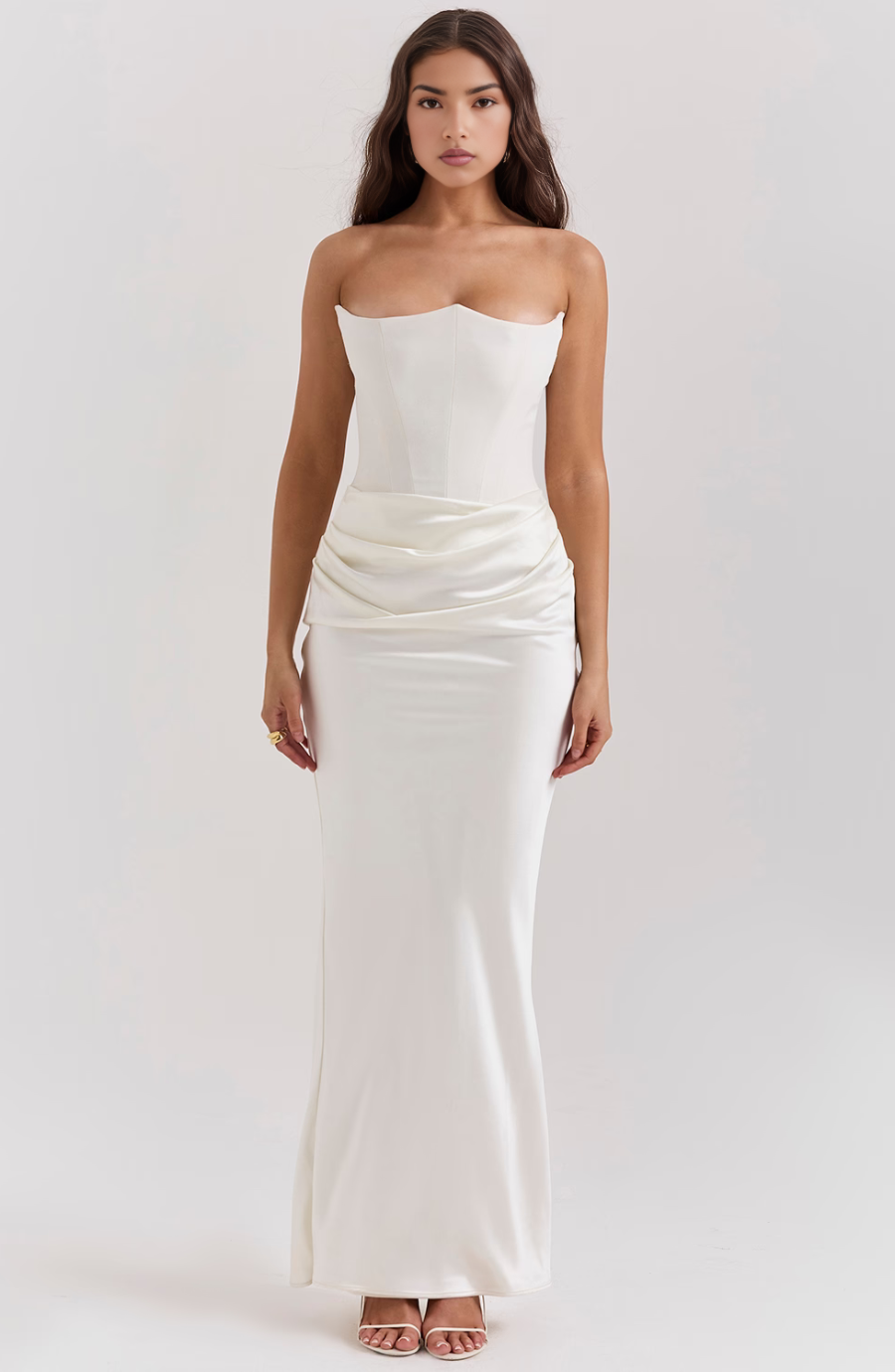 NOUVEAU RICHE Strapless Maxikleid Mit Korsett Oberteil Für Anlässe Weiß
