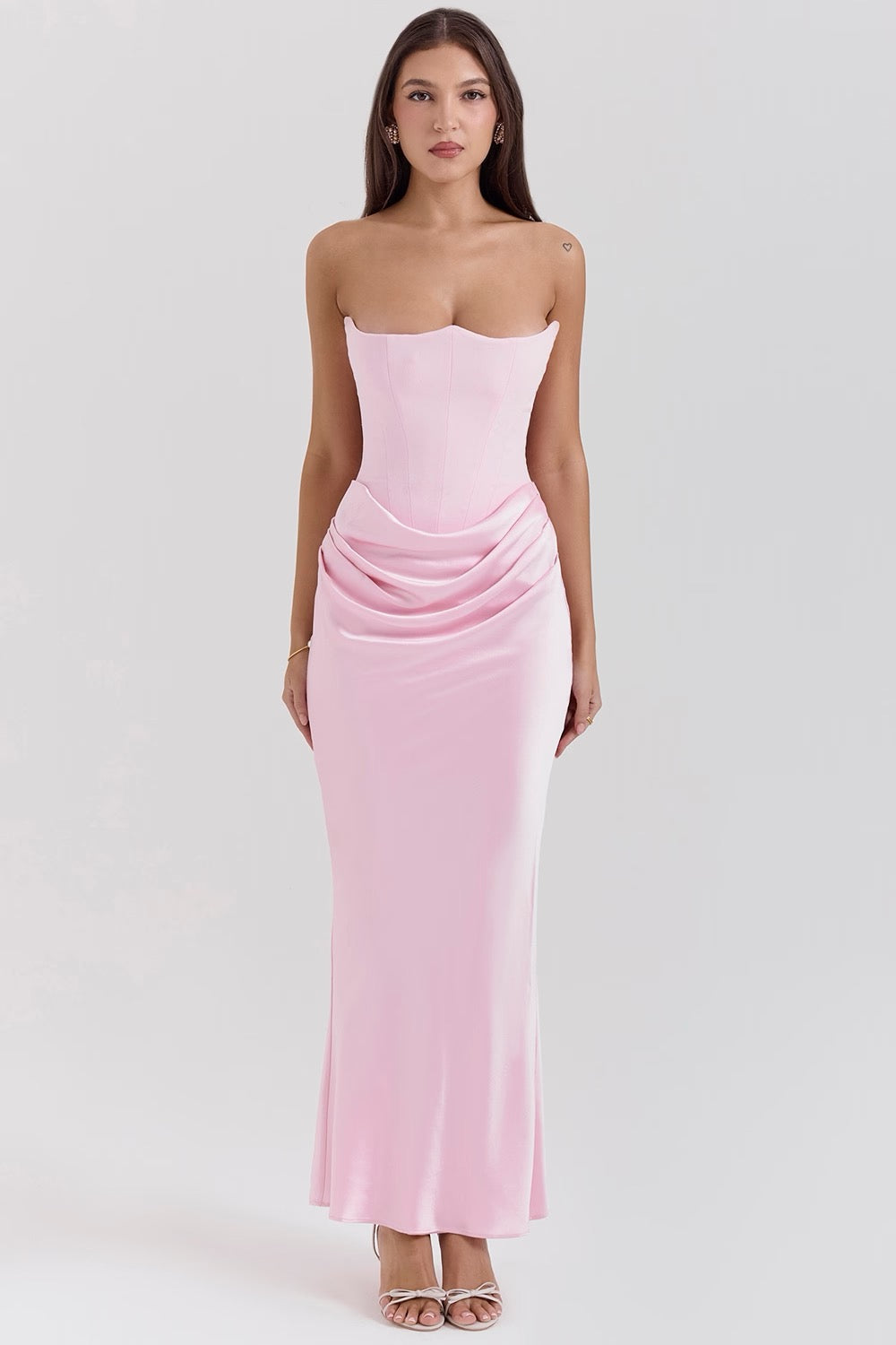 NOUVEAU RICHE Strapless Maxikleid Mit Korsett Oberteil Für Anlässe Pink