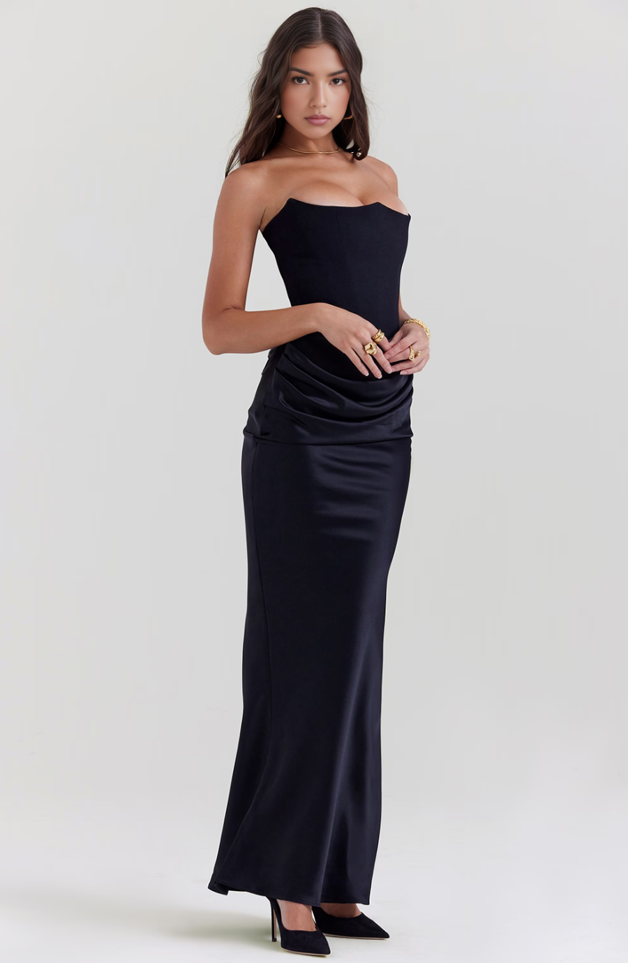 NOUVEAU RICHE Strapless Maxikleid Mit Korsett Oberteil Für Anlässe