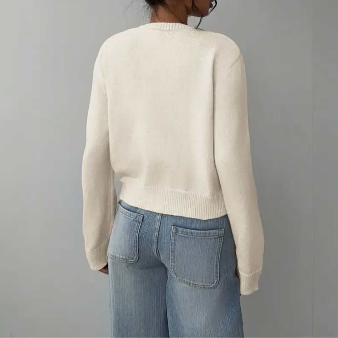 NOUVEAU RICHE Zahara | Damen Strickjacke im kurzen Schnitt mit Knopfleiste
