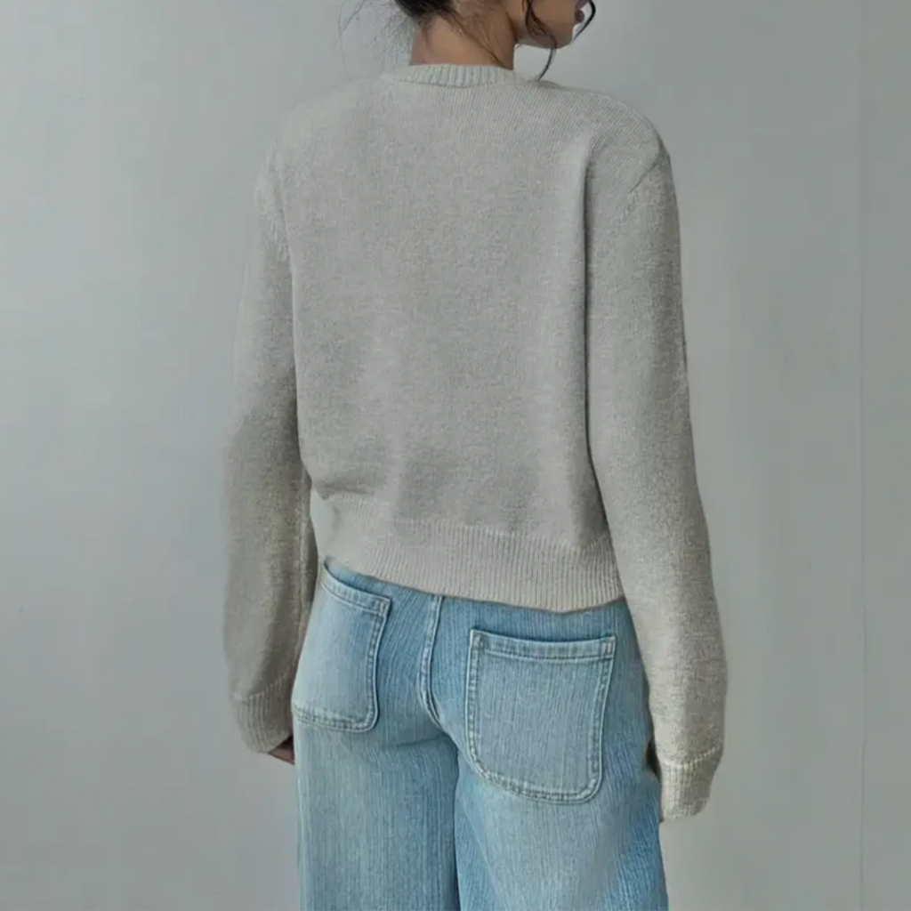 NOUVEAU RICHE Zahara | Damen Strickjacke im kurzen Schnitt mit Knopfleiste