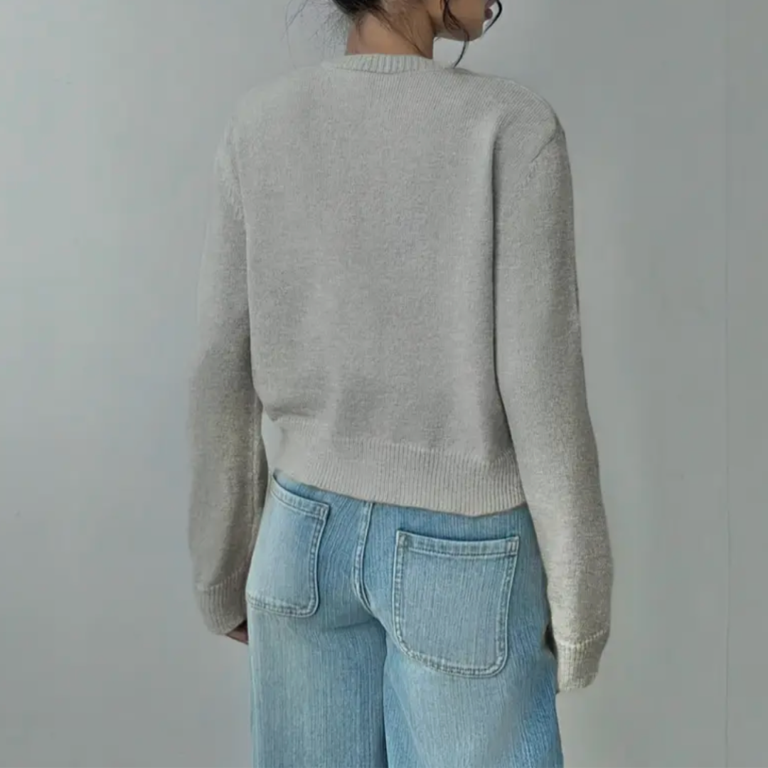 NOUVEAU RICHE Zahara | Damen Strickjacke im kurzen Schnitt mit Knopfleiste