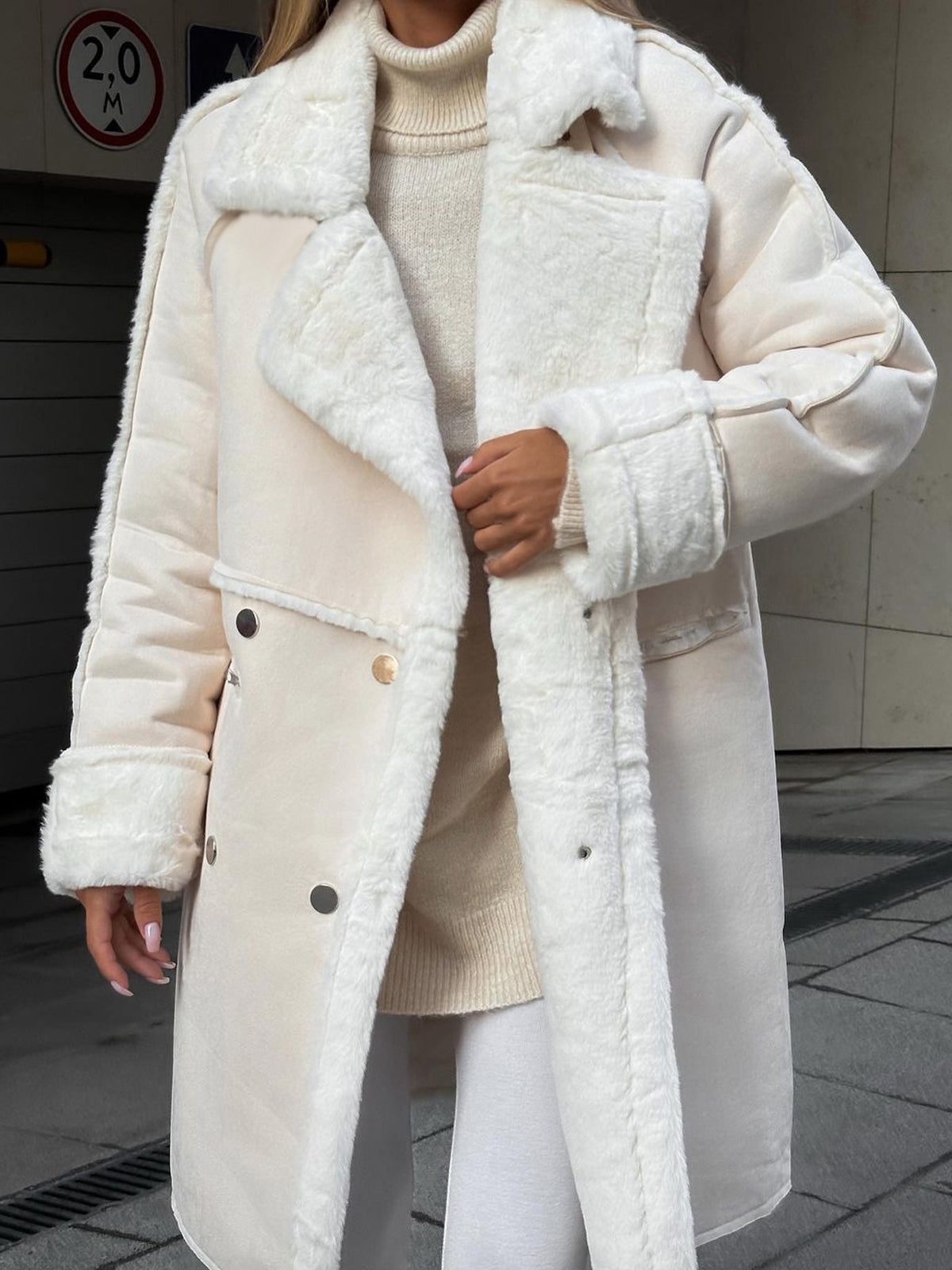 NOUVEAU RICHE Langer Polarfleece Damenmantel Warm Und Stylisch Must Have