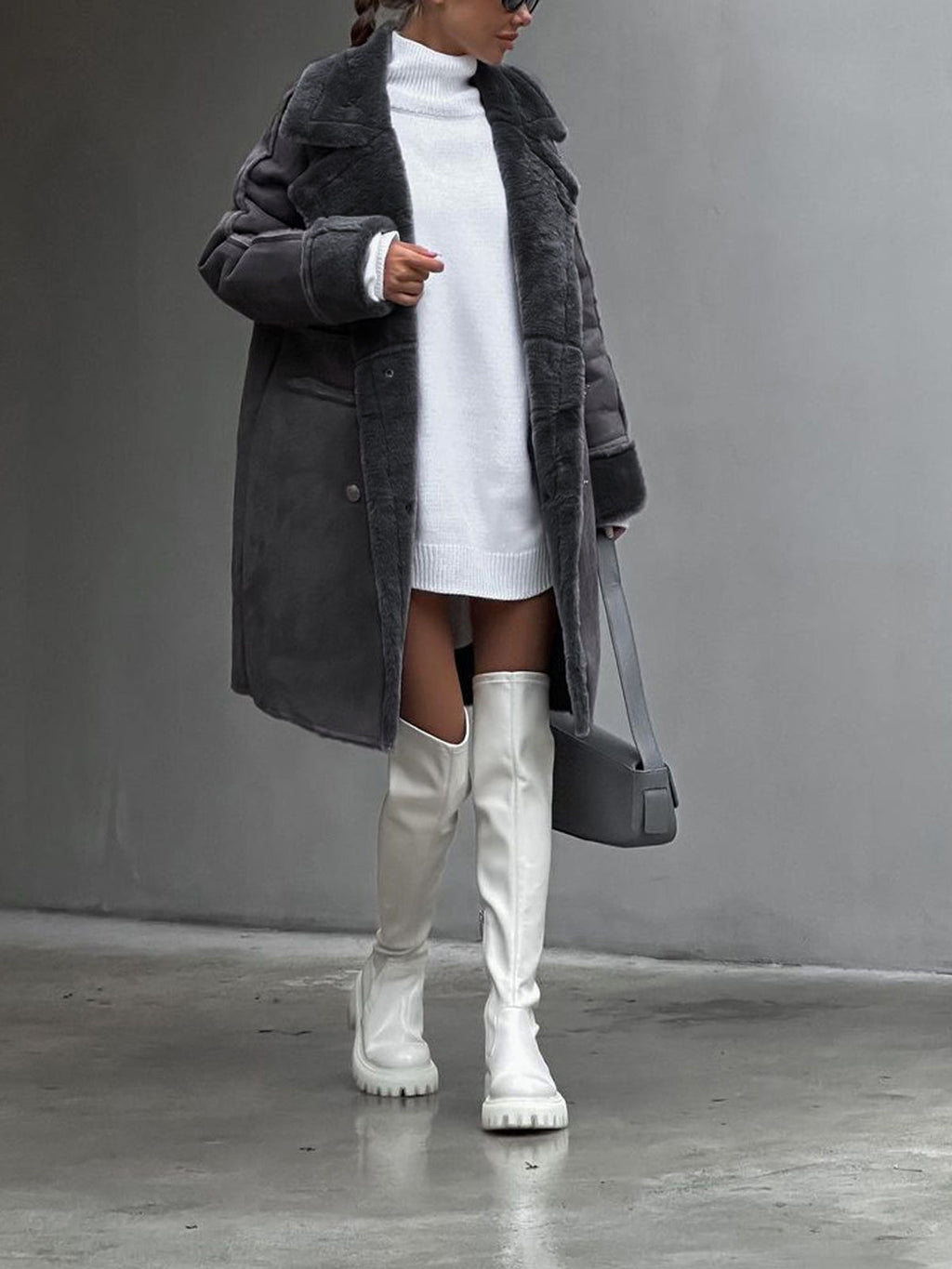 NOUVEAU RICHE Langer Polarfleece Damenmantel Warm Und Stylisch Must Have
