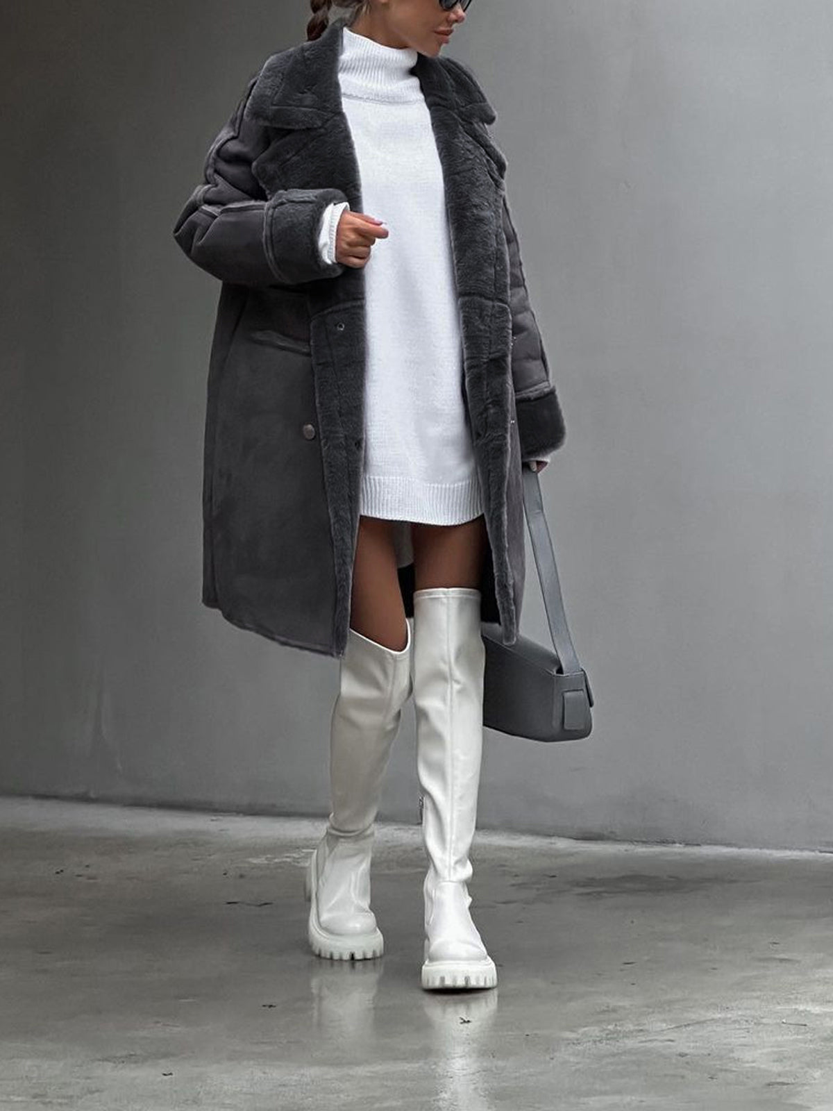 NOUVEAU RICHE Langer Polarfleece Damenmantel Warm Und Stylisch Must Have