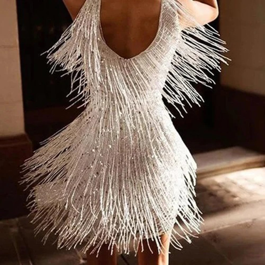 NOUVEAU RICHE Stylisches Minikleid Mit Quasten Celeste Aus Hochwertigem Polyester Für Alltag Und Abendmode