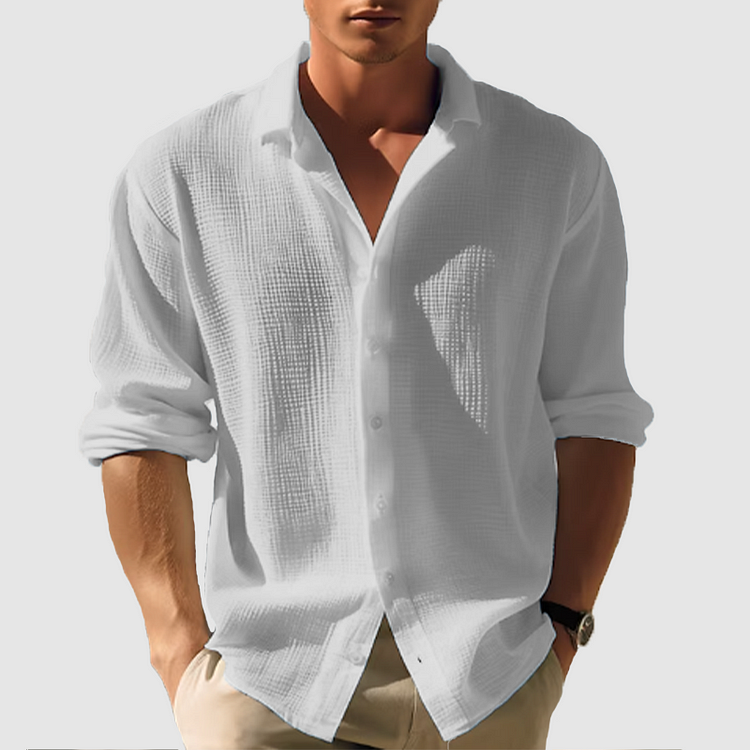 NOUVEAU RICHE Hemd Langarm Herren Sommer atmungsaktiv Elegant Leicht Grau