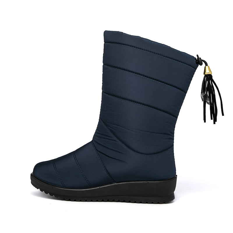 NOUVEAU RICHE Damen Winterstiefel Super Warme Weiche Innenfütterung Blau