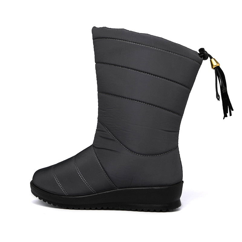 NOUVEAU RICHE Damen Winterstiefel Super Warme Weiche Innenfütterung Grau