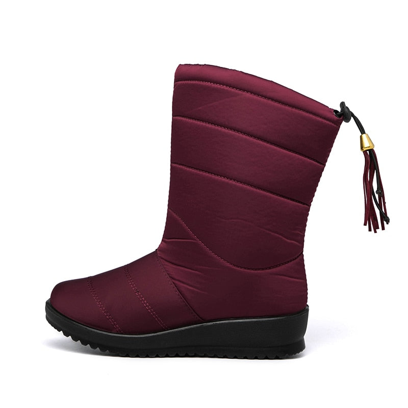 NOUVEAU RICHE Damen Winterstiefel Super Warme Weiche Innenfütterung Rot
