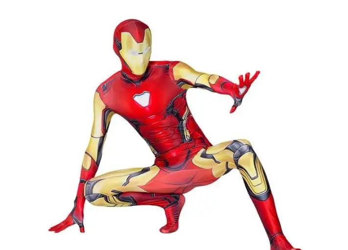 NOUVEAU RICHE Superhelden-Spandex-Body mit 3D-Druck – Halloween-Cosplay-Kostüm, Weihnachtsgeschenk Gold