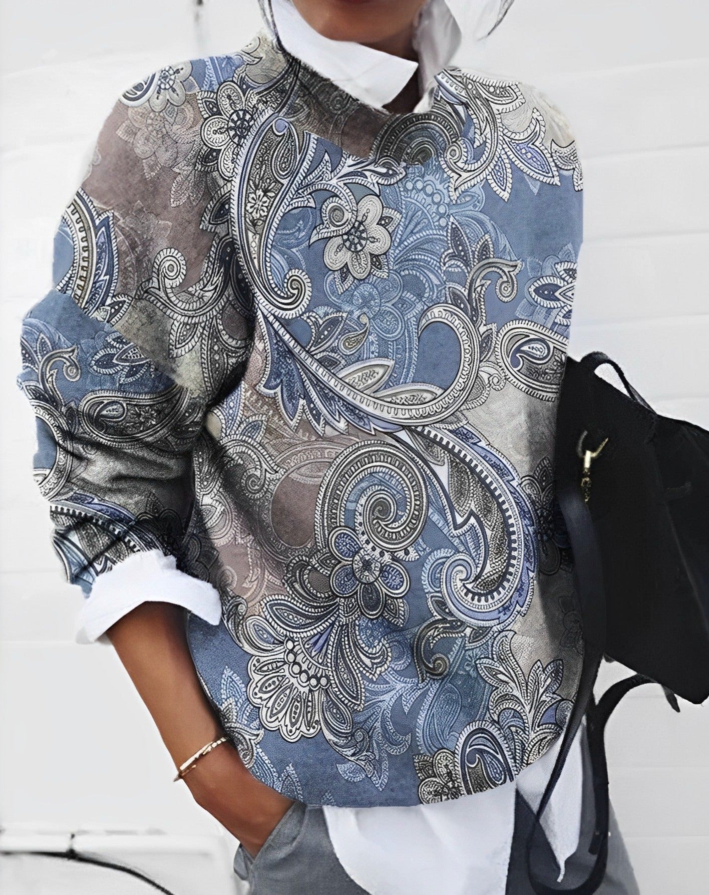 NOUVEAU RICHE Damen Top Atmungsaktiv Retro Stil Bequem Leicht Alltagslook