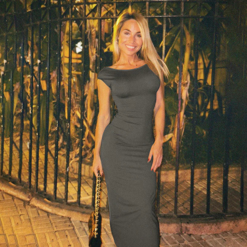 NOUVEAU RICHE Rückenfreies Maxikleid für Abendausflüge mit Eleganter Passform und Auffälligem Design für Frauen