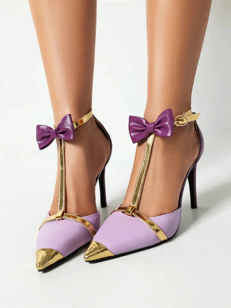 NOUVEAU RICHE Elegante T-Riemchen High Heels mit Spitzem Zehenbereich und Schlankem Design für Stilvolle Anlässe