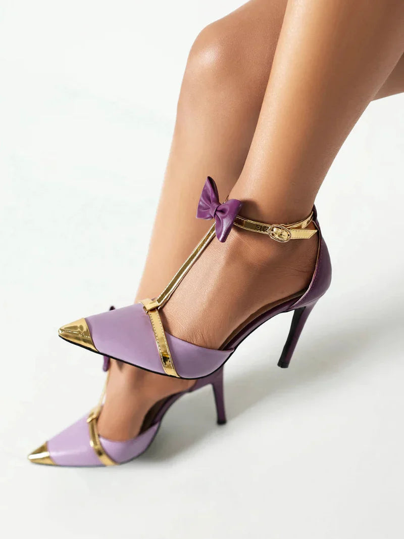 NOUVEAU RICHE Elegante T-Riemchen High Heels mit Spitzem Zehenbereich und Schlankem Design für Stilvolle Anlässe